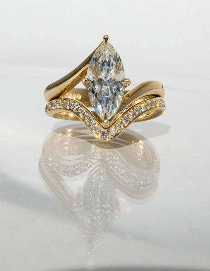 2.5 CT Marquise Cut Solitaire Lab Grown Diamond Ring With Wrap Classic Plain Band