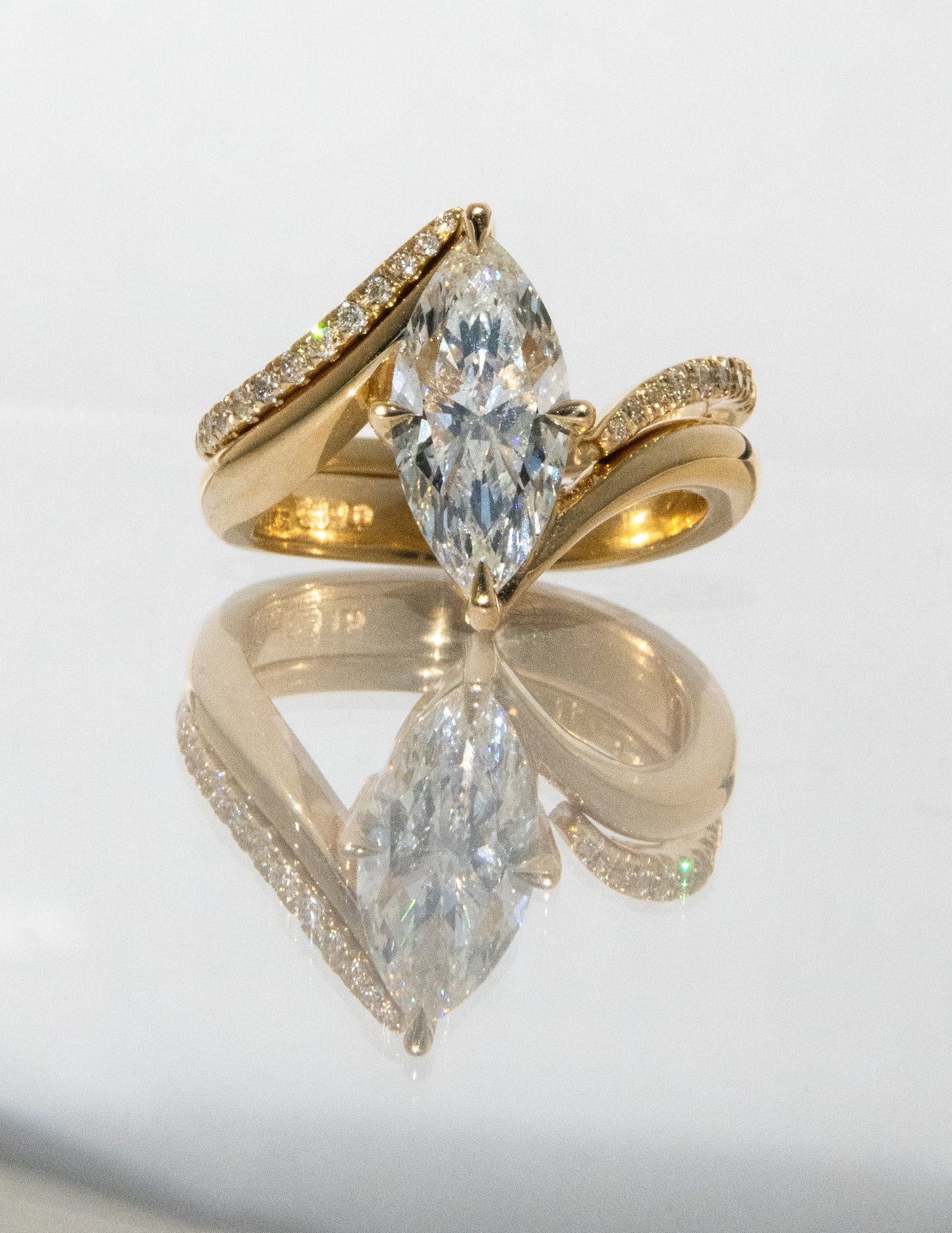 2.5 CT Marquise Cut Solitaire Lab Grown Diamond Ring With Wrap Pave Band