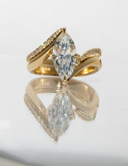 2.5 CT Marquise Cut Solitaire Lab Grown Diamond Ring With Wrap Pave Band