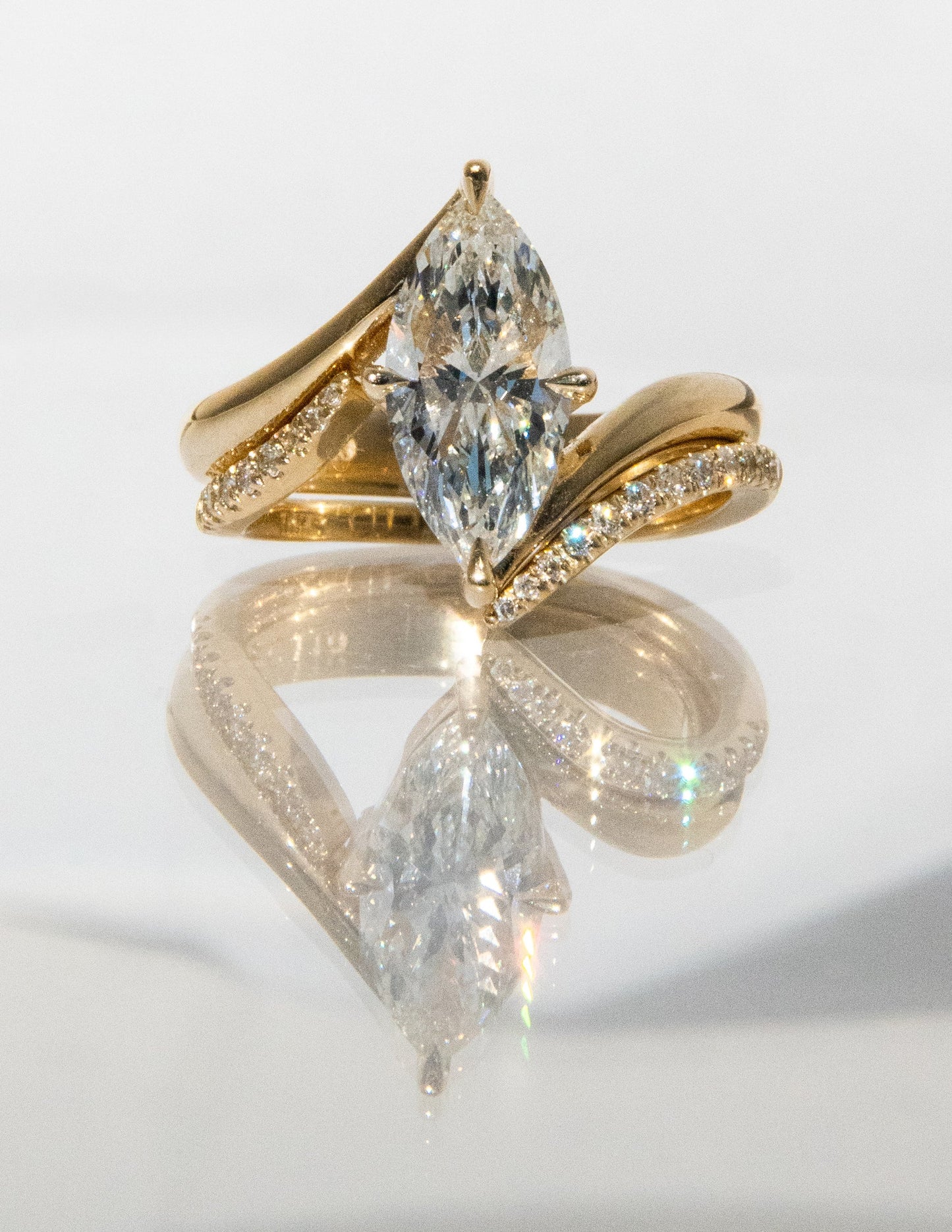 2.5 CT Marquise Cut Solitaire Lab Grown Diamond Ring With Wrap Pave Band