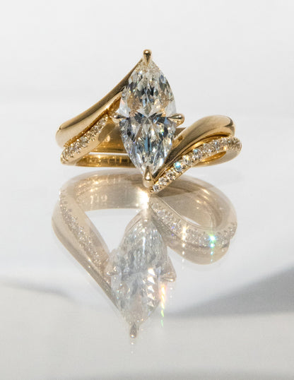 2.5 CT Marquise Cut Solitaire Lab Grown Diamond Ring With Wrap Pave Band