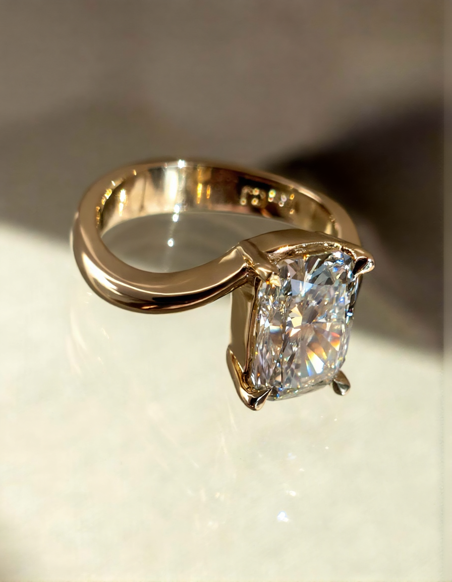 2.5 CT Elongated Cushion Cut Solitaire Rapture Lab Grown Engagement Ring