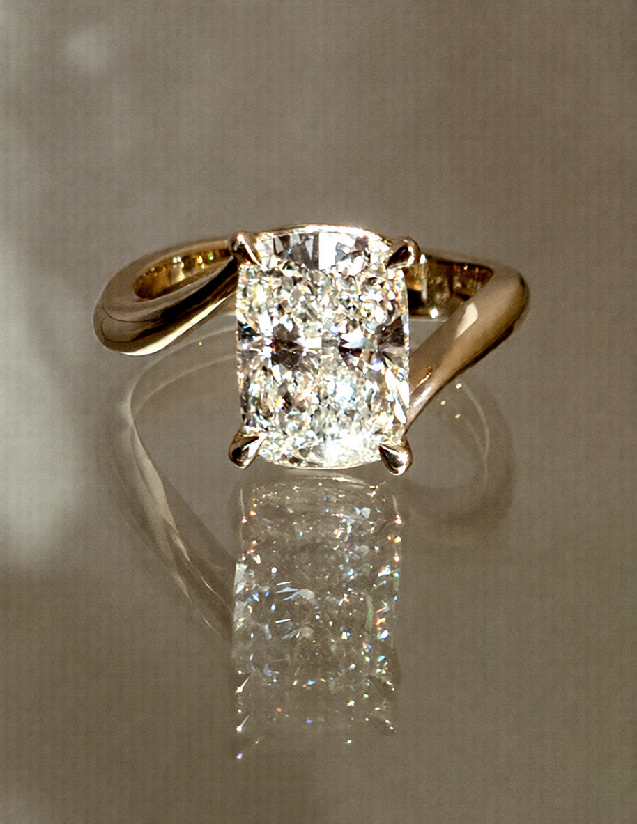 2.5 CT Elongated Cushion Cut Solitaire Rapture Lab Grown Engagement Ring