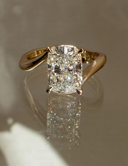 2.5 CT Elongated Cushion Cut Minimal Pave Stacking Lab Grown Diamond Bridal Ring Set