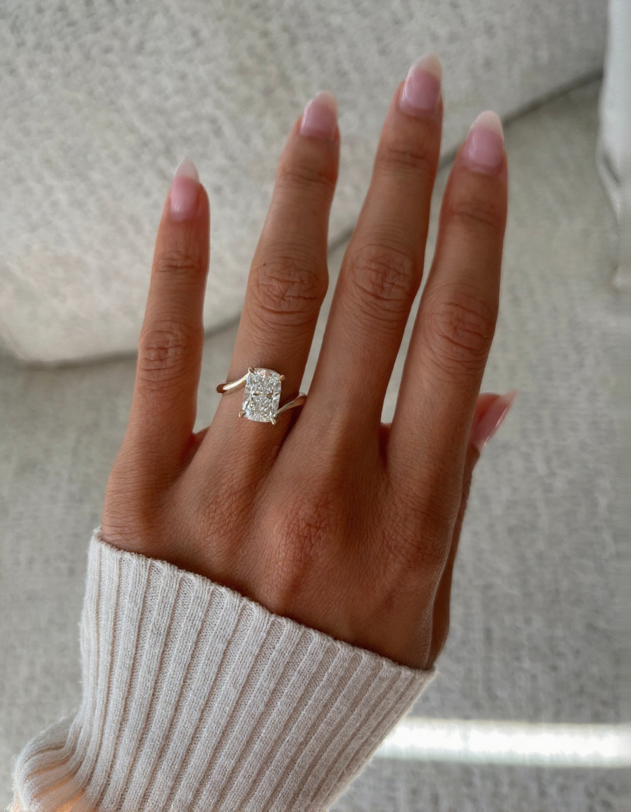 2.5 CT Elongated Cushion Cut Solitaire Rapture Lab Grown Engagement Ring