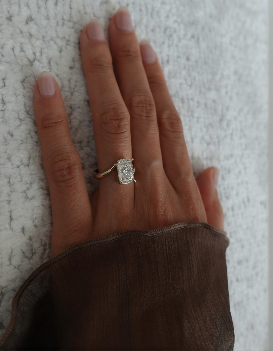 2.5 CT Elongated Cushion Cut Solitaire Rapture Lab Grown Engagement Ring