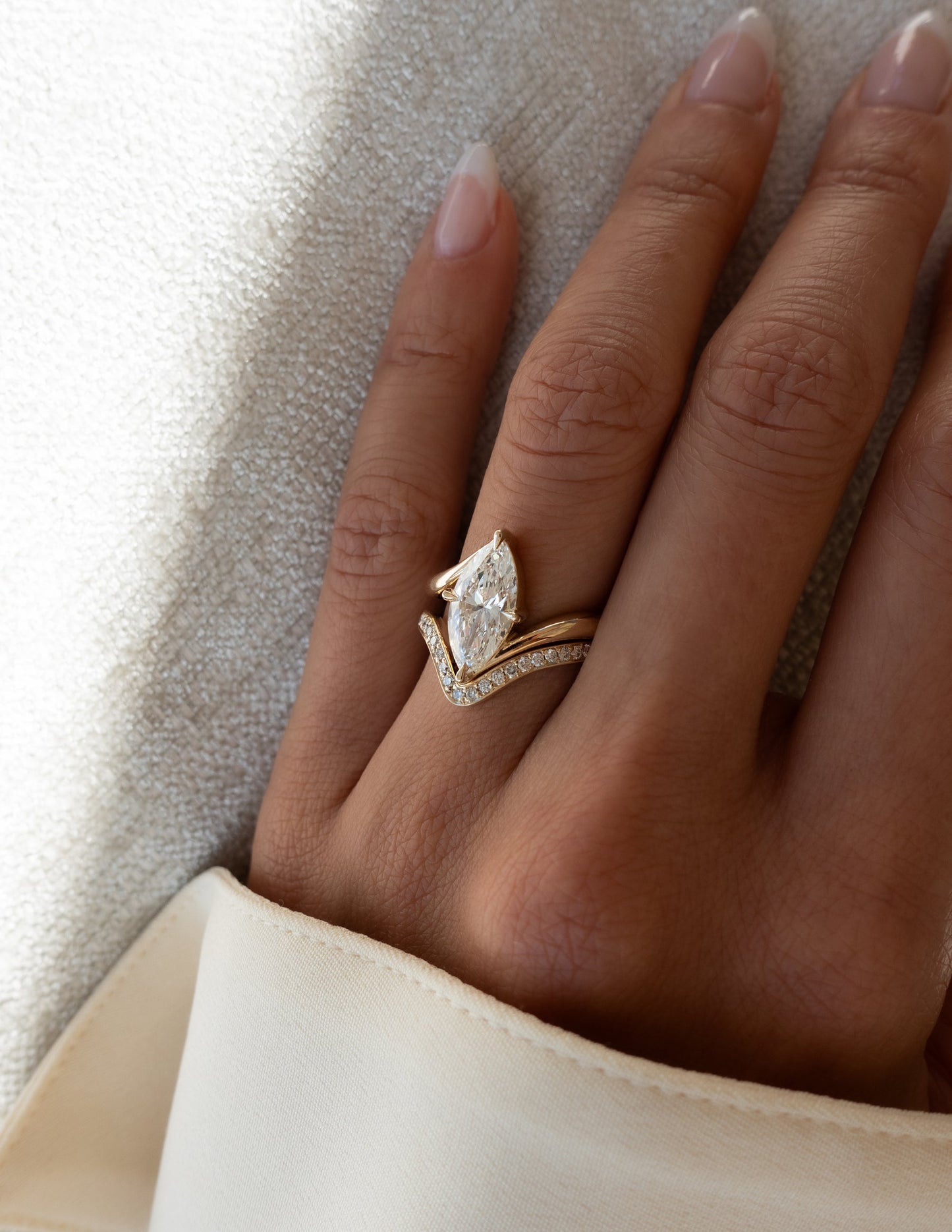 2.5 CT Marquise Cut Solitaire Lab Grown Diamond Ring With Wrap Classic Plain Band