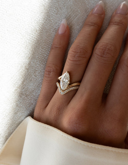 2.5 CT Marquise Cut Solitaire Lab Grown Diamond Ring With Wrap Classic Plain Band