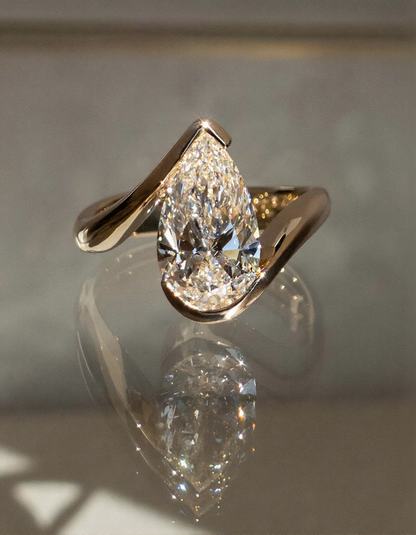 2.5 CT Pear Cut Solitaire Rapture Lab Grown Engagement Ring
