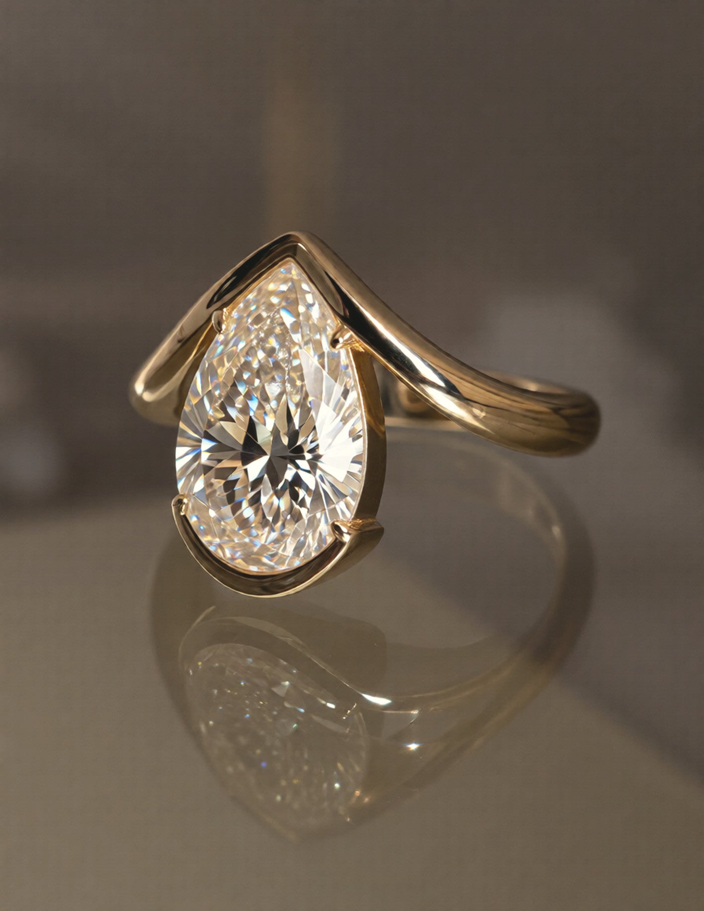 2.5 CT Pear Cut Solitaire Rapture Lab Grown Engagement Ring