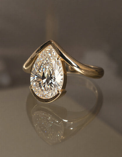 2.5 CT Pear Cut Solitaire Rapture Lab Grown Engagement Ring