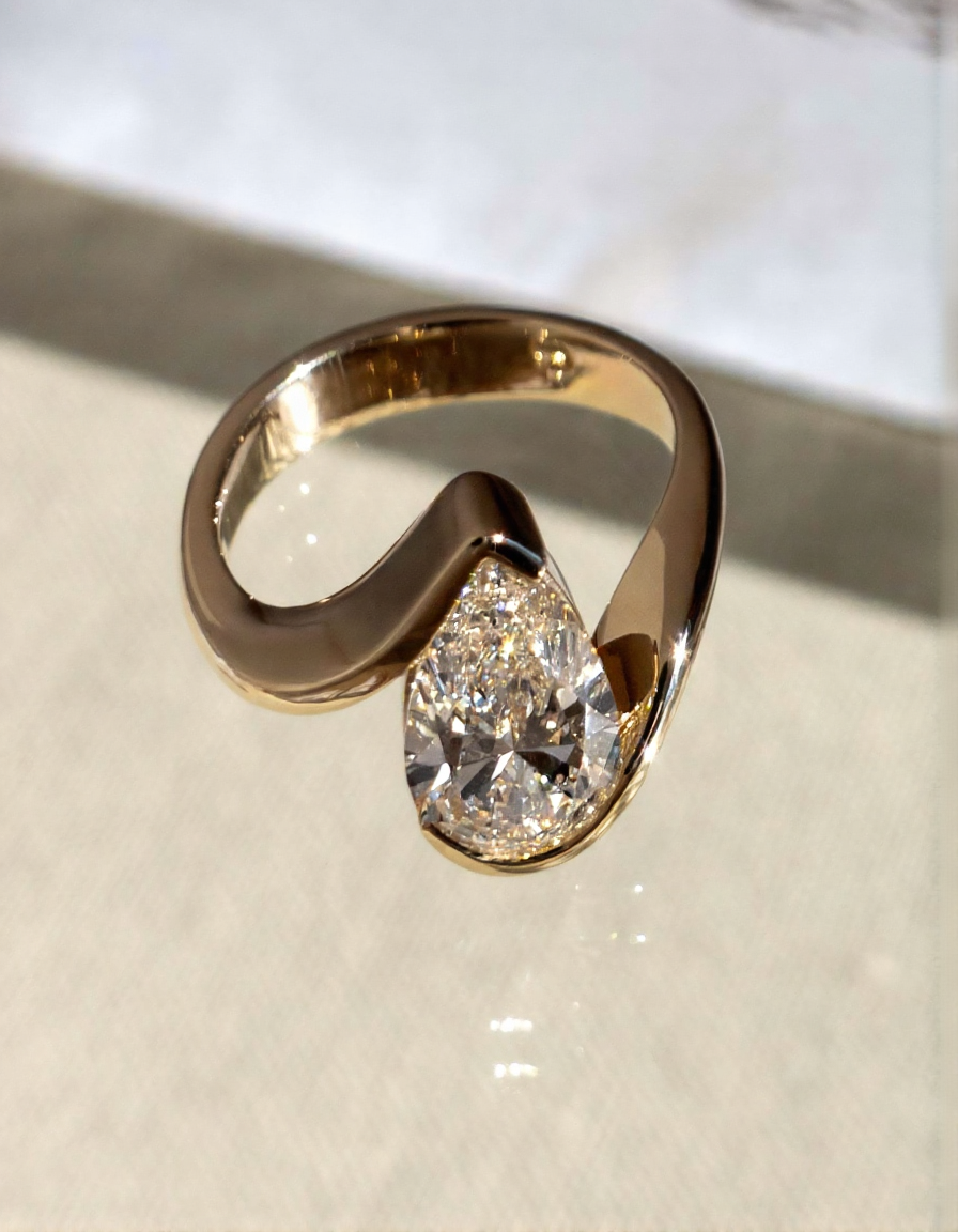 2.5 CT Pear Cut Solitaire Rapture Lab Grown Engagement Ring