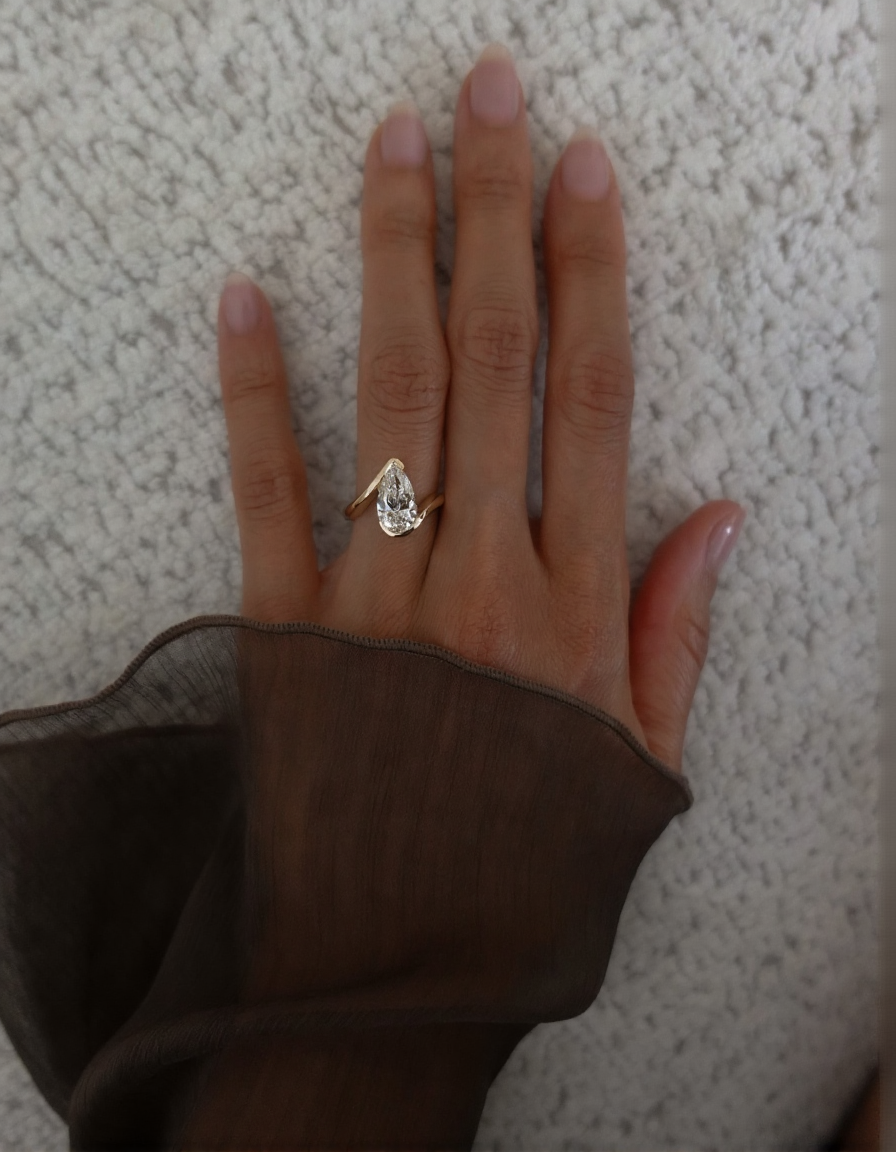 2.5 CT Pear Cut Solitaire Rapture Lab Grown Engagement Ring