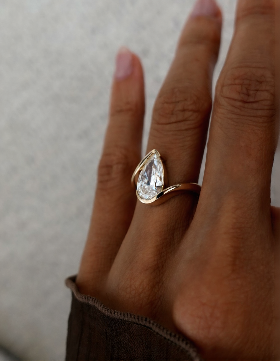 2.5 CT Pear Cut Solitaire Rapture Lab Grown Engagement Ring