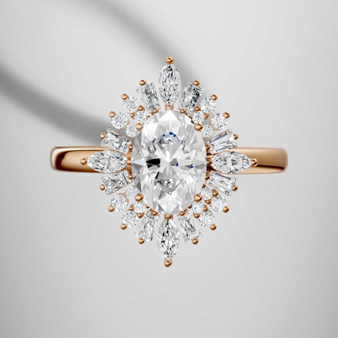 Marquise Shaped Three Stone Lab Grown Diamond Engagement Ring