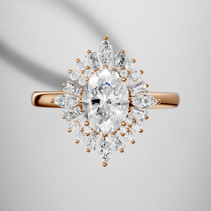 Marquise Shaped Three Stone Lab Grown Diamond Engagement Ring