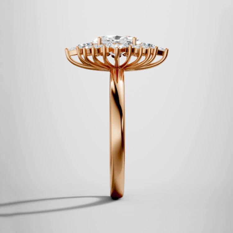 Marquise Shaped Three Stone Lab Grown Diamond Engagement Ring