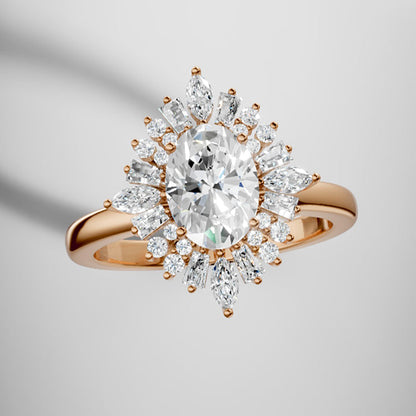 Marquise Shaped Three Stone Lab Grown Diamond Engagement Ring
