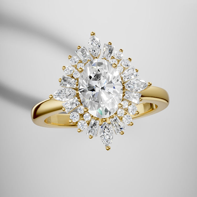 Marquise Shaped Three Stone Lab Grown Diamond Engagement Ring