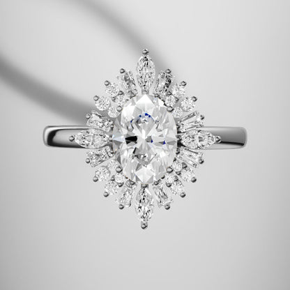 Marquise Shaped Three Stone Lab Grown Diamond Engagement Ring