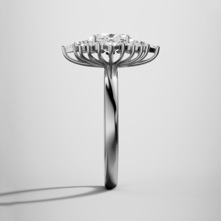 Marquise Shaped Three Stone Lab Grown Diamond Engagement Ring