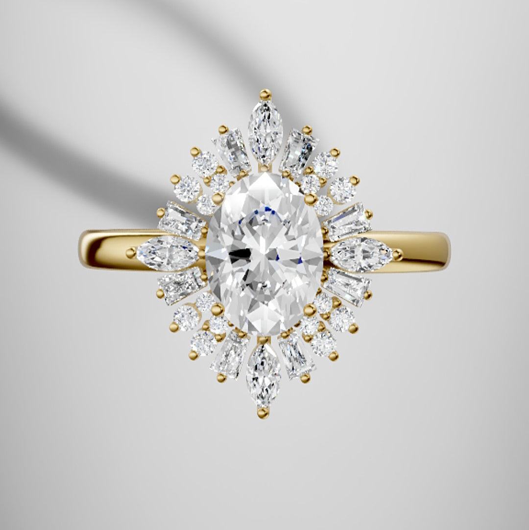 Marquise Shaped Three Stone Lab Grown Diamond Engagement Ring