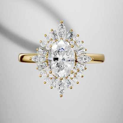 Marquise Shaped Three Stone Lab Grown Diamond Engagement Ring