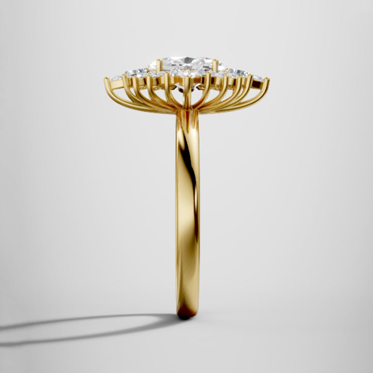 Marquise Shaped Three Stone Lab Grown Diamond Engagement Ring