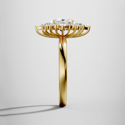 Marquise Shaped Three Stone Lab Grown Diamond Engagement Ring