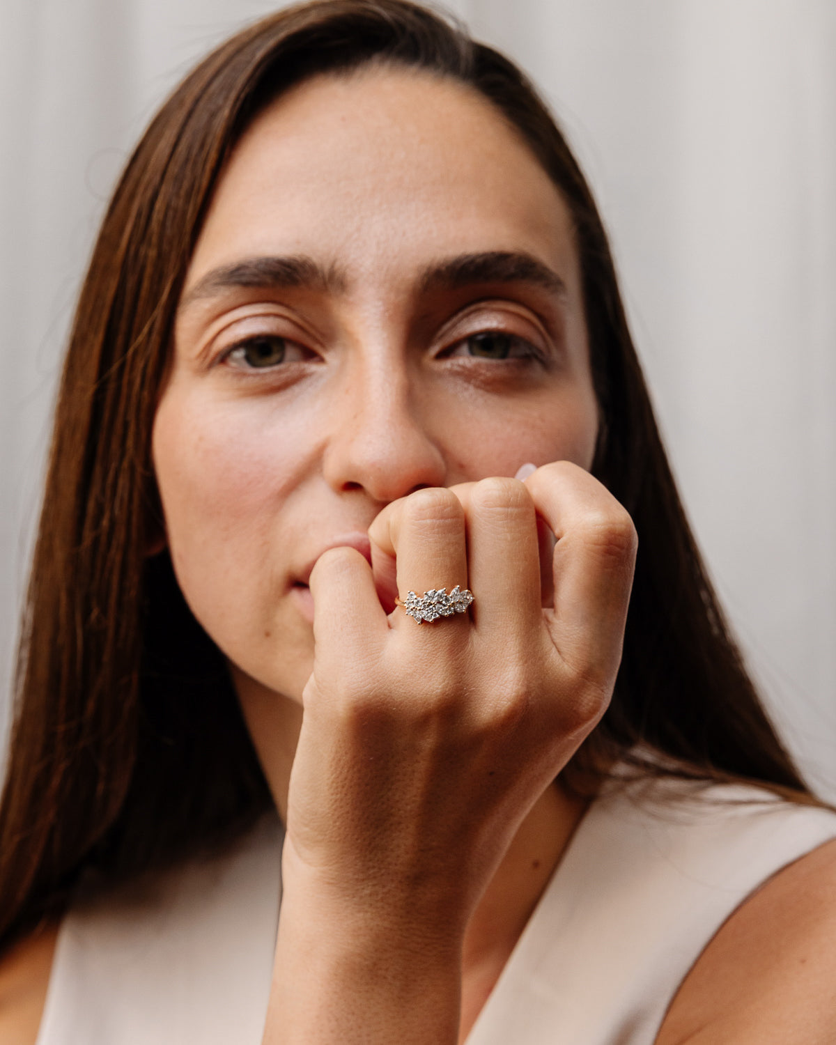 0.92 TCW Marquise & Round Stones Cluster Lab Grown Diamond Wedding Band