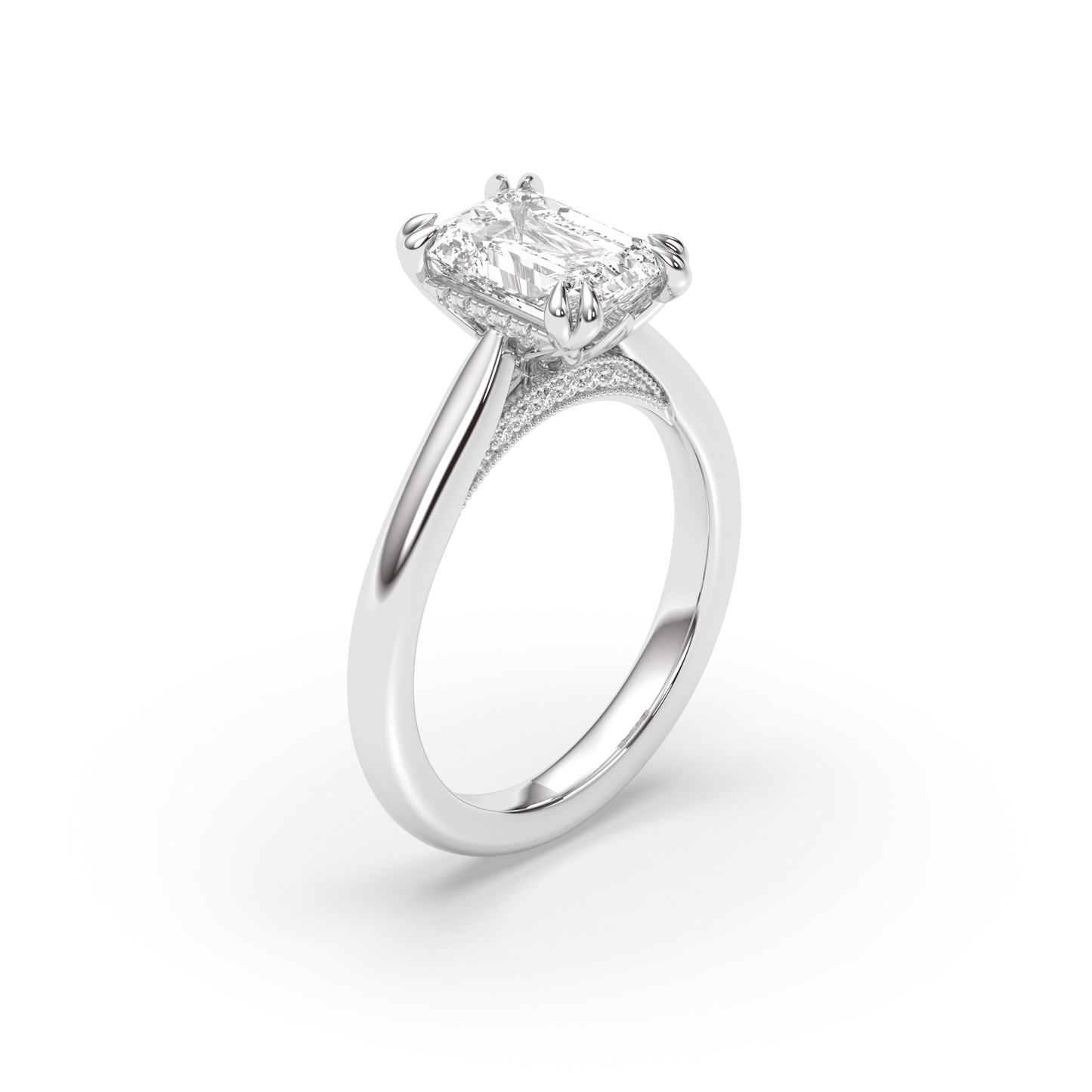 Marquise Shaped Three Stone Lab Grown Diamond Engagement Ring