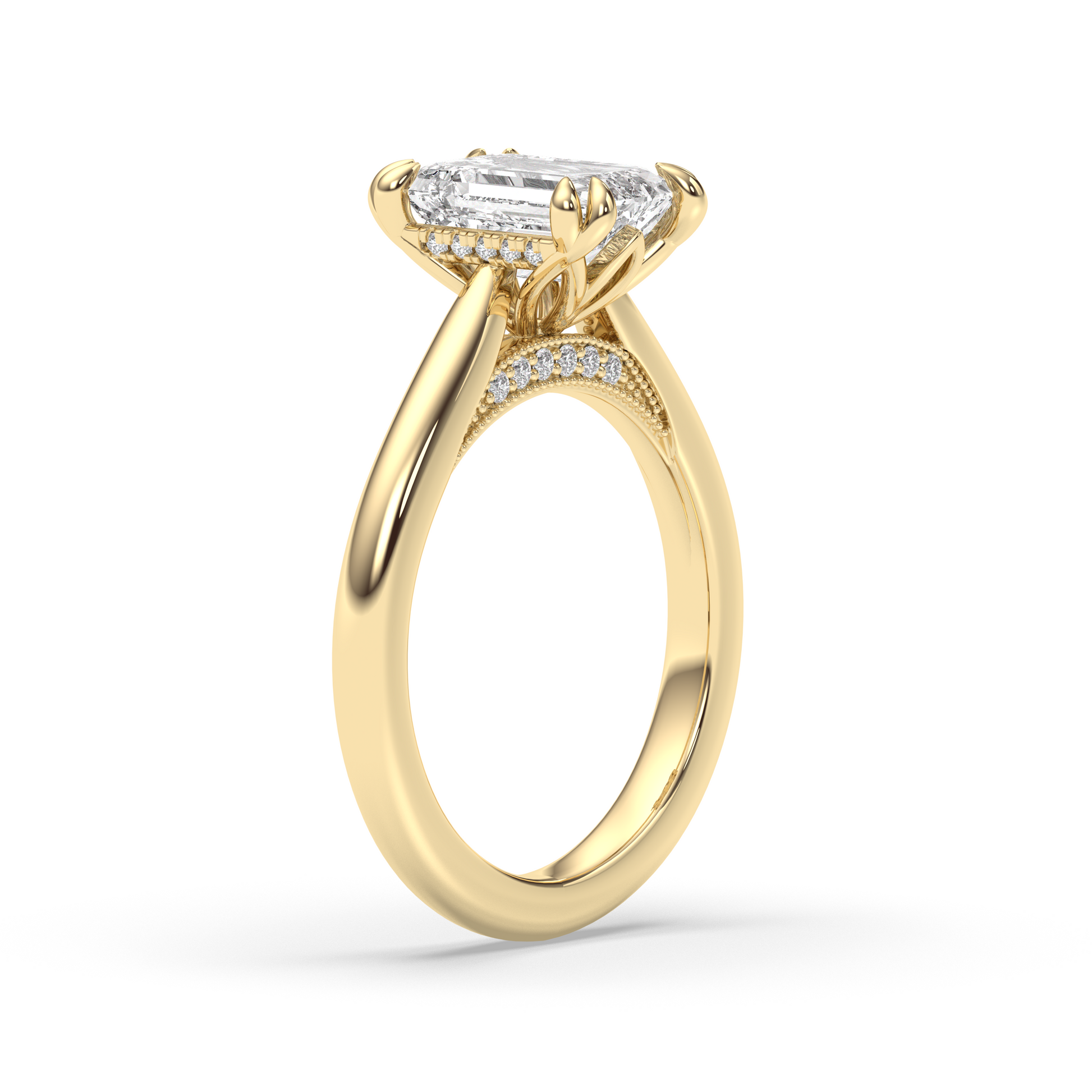 Marquise Shaped Three Stone Lab Grown Diamond Engagement Ring