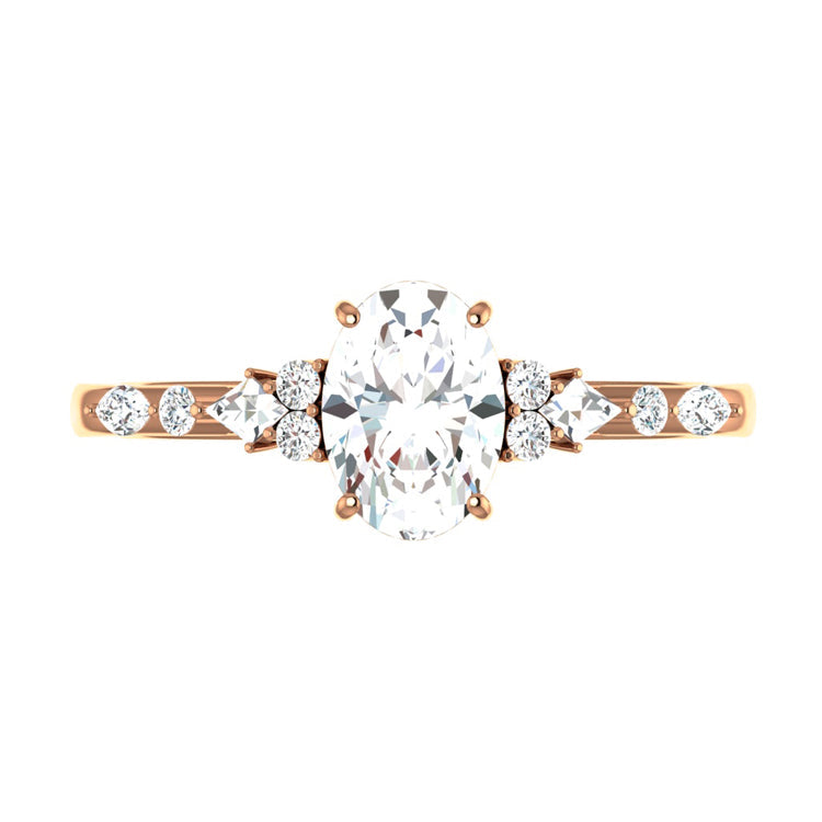 1 CT Oval Cluster Styled Lab Grown Diamond Engagement Ring