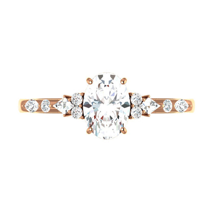 1 CT Oval Cluster Styled Lab Grown Diamond Engagement Ring