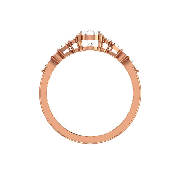 1 CT Oval Cluster Styled Lab Grown Diamond Engagement Ring