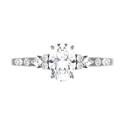 1 CT Oval Cluster Styled Lab Grown Diamond Engagement Ring