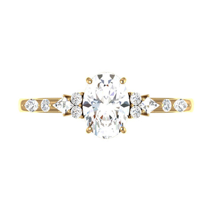 1 CT Oval Cluster Styled Lab Grown Diamond Engagement Ring