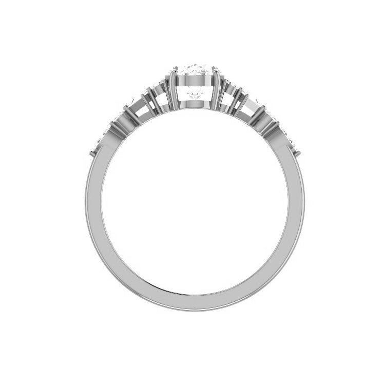 1 CT Oval Cluster Styled Lab Grown Diamond Engagement Ring