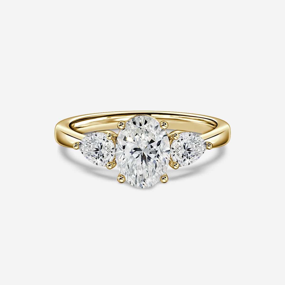 Marquise Shaped Three Stone Lab Grown Diamond Engagement Ring