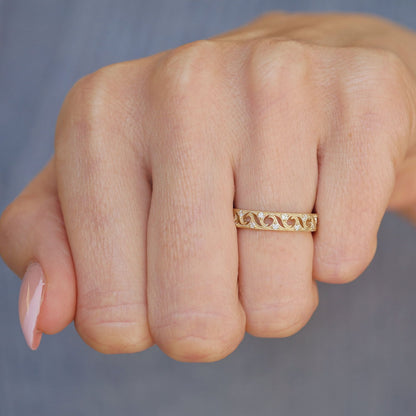 0.25 TCW Round Shaped Half Eternity Lab Grown Diamond Wedding Band