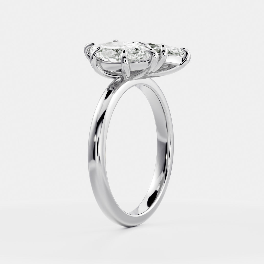 Marquise Cut Cluster Styled Lab Grown Diamond Engagement Ring