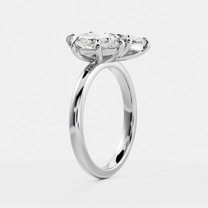 Marquise Cut Cluster Styled Lab Grown Diamond Engagement Ring