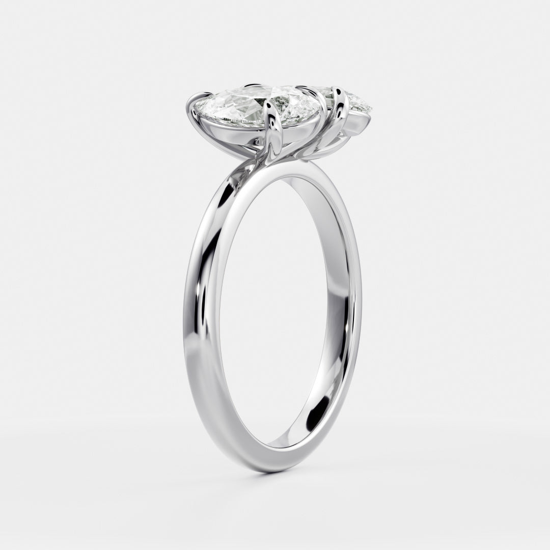Marquise Cut Cluster Styled Lab Grown Diamond Engagement Ring