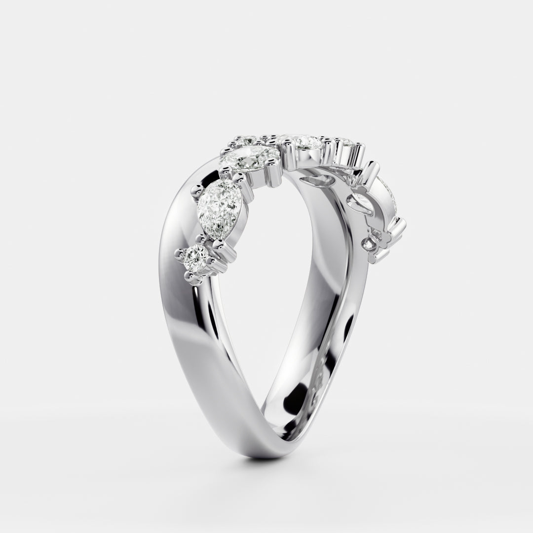 0.25 TCW Round Shaped Half Eternity Lab Grown Diamond Wedding Band