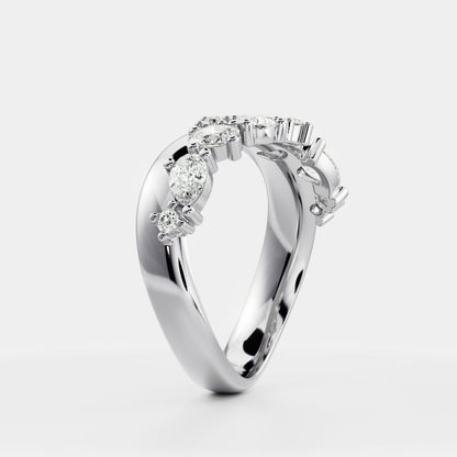 0.25 TCW Round Shaped Half Eternity Lab Grown Diamond Wedding Band