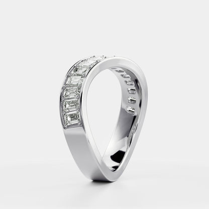 0.25 TCW Round Shaped Half Eternity Lab Grown Diamond Wedding Band