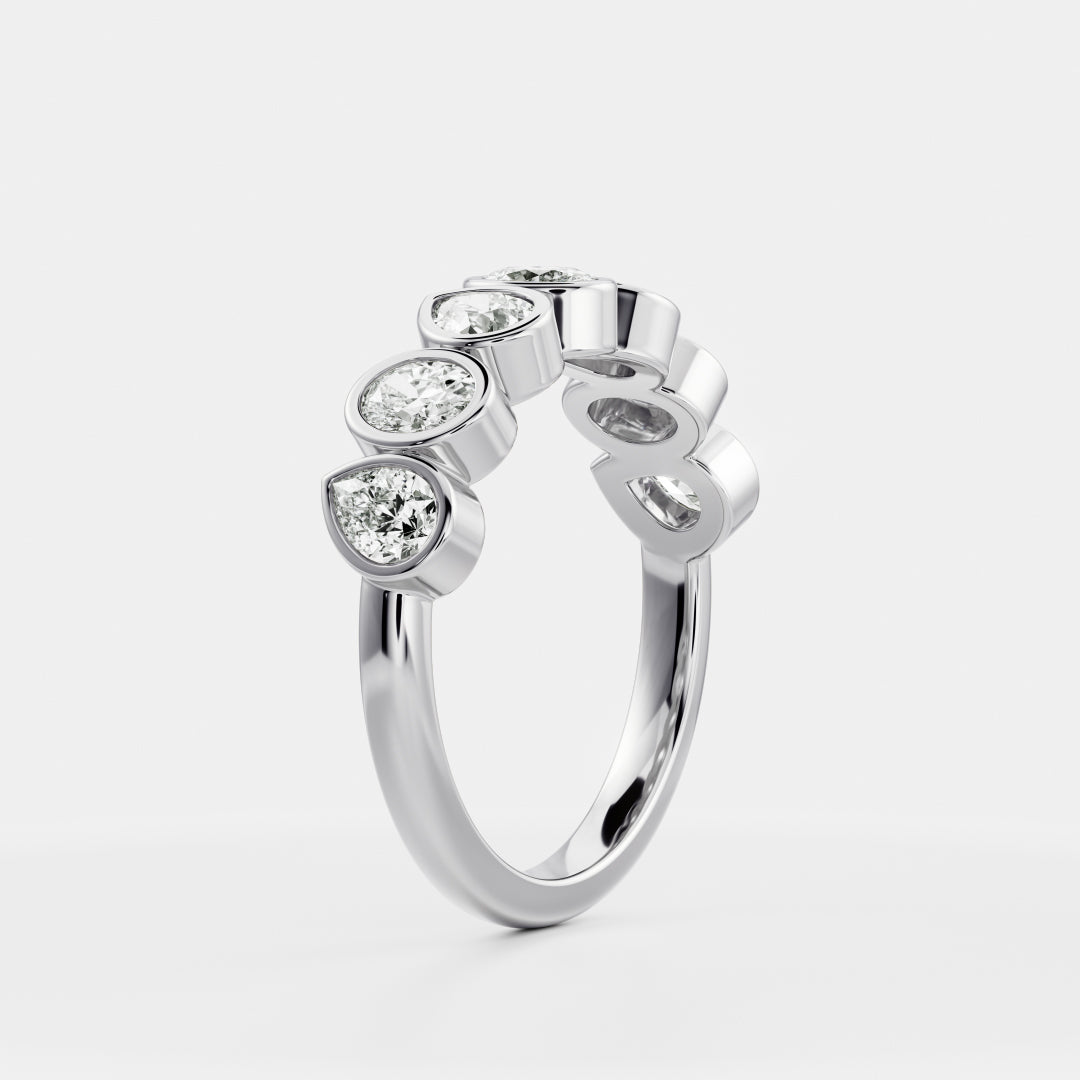 0.25 TCW Round Shaped Half Eternity Lab Grown Diamond Wedding Band