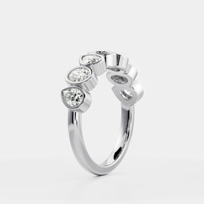 0.25 TCW Round Shaped Half Eternity Lab Grown Diamond Wedding Band