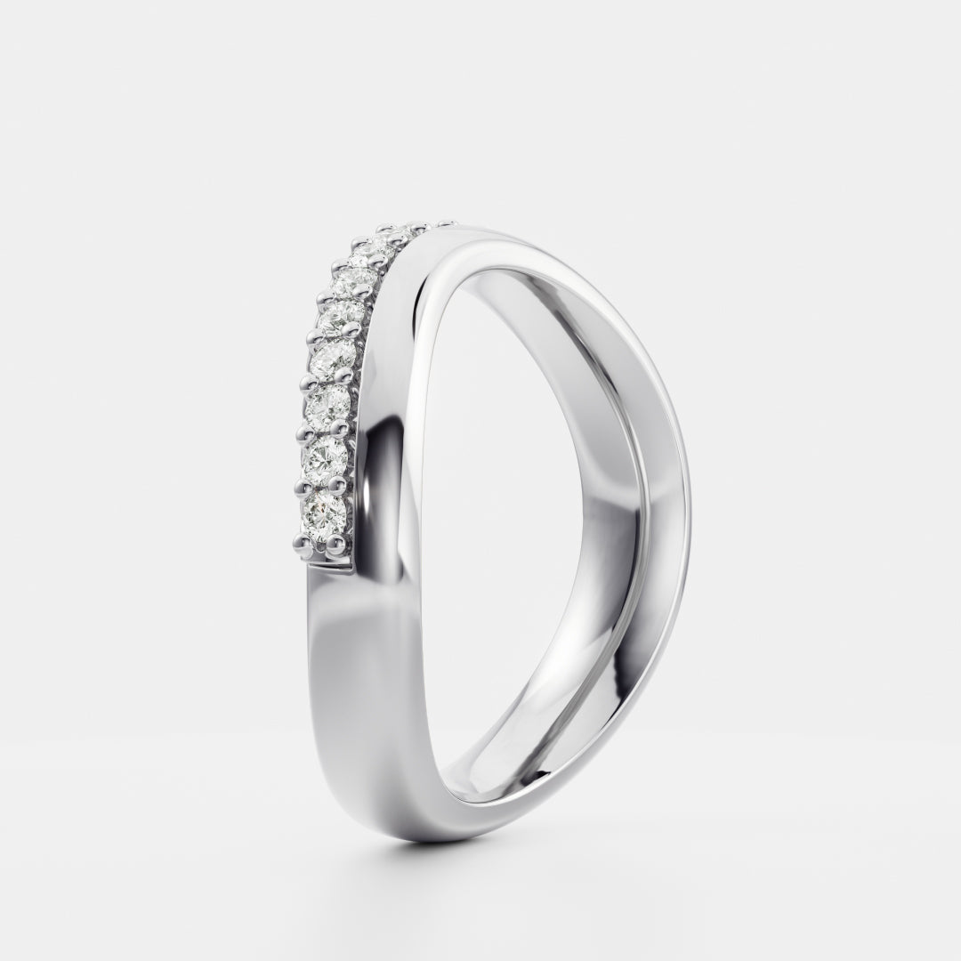 0.25 TCW Round Shaped Half Eternity Lab Grown Diamond Wedding Band