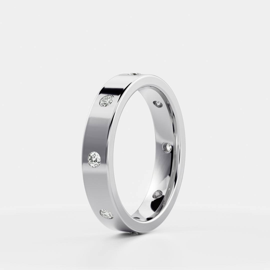 0.25 TCW Round Shaped Half Eternity Lab Grown Diamond Wedding Band